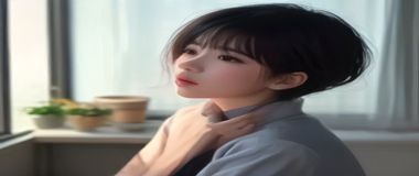 英剧场景风格插图，两位女主角在咖啡馆场景中，字幕显示queer英文台词